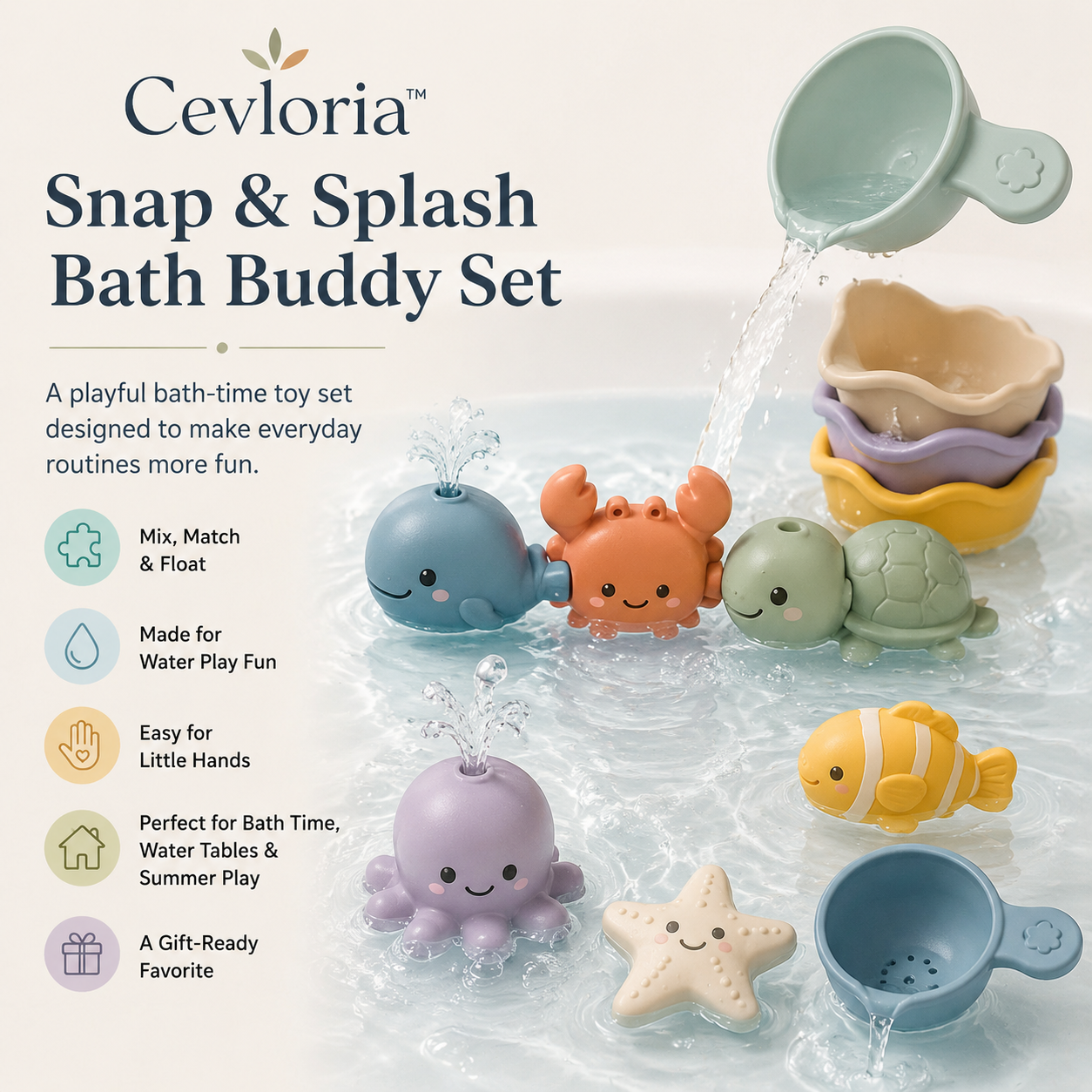 Cevloria™ Snap & Splash Bath Buddy Set